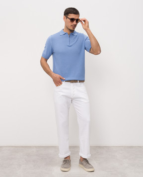 Cashmere&Whiskey Голубое поло в узоре CH104Z