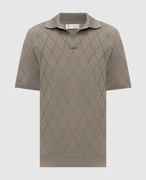 Brunello Cucinelli Зелене поло в геометричний візерунок M29806505P