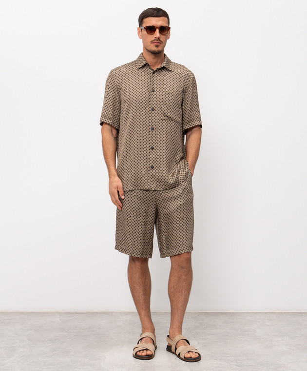 Peserico Коричневі шорти в принт емблеми R5423508191 зображення 2