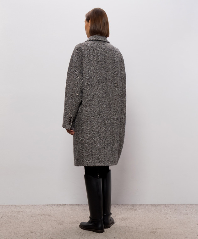 Brunello Cucinelli Серое двубортное пальто с шерстью MG5709954 изображение 4