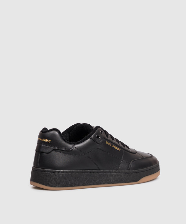 Saint Laurent Черные кожаные кроссовки SL/61 с принтом логотипа 81947600N00 изображение 3