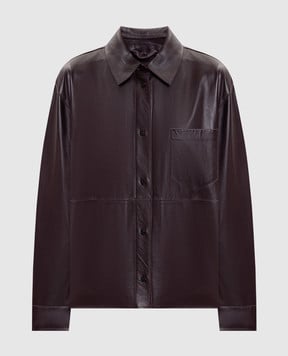Max Mara Weekend Бордова шкіряна куртка в стилі сорочки WKDSCATOLA
