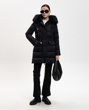 Moncler Чорний пуховик Aphroti з хутром K20931C00036C0059