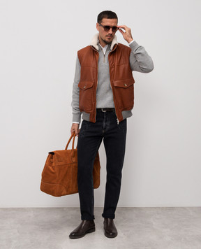 Brunello Cucinelli Сірі джинси з проріхами з логотипом M235PO1040
