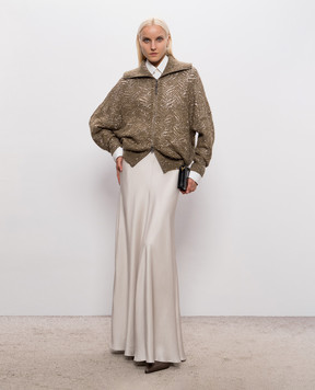 Brunello Cucinelli Ажурний кардиган кольору хакі з паєтками MRG562516