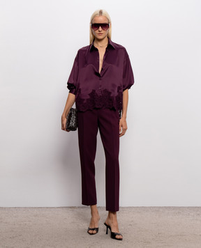 Ermanno Scervino Бордовая блуза из шелка с кружевом D492K396APNXE