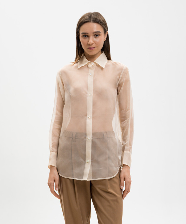 Marco Pescarolo Бежевая блуза из шелка Artemide ARTEMIDED5388 изображение 3