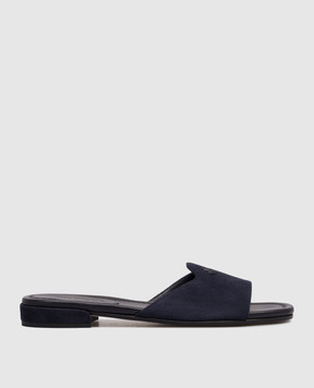 Jimmy Choo Синие замшевые шлепанцы Dina DINAFLATSUE