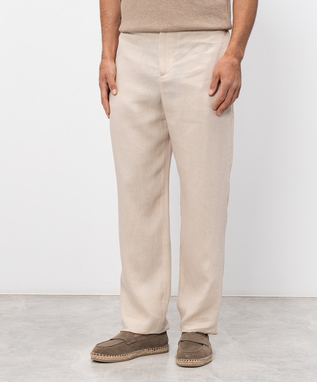 Agnona Бежевые брюки из льна T711U7YU3049 изображение 3