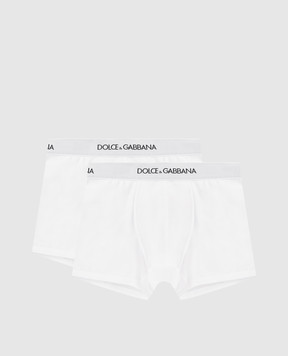 Dolce&Gabbana Дитячий набір білих трусів-боксерів з контрастним логотипом L4J701ON00G