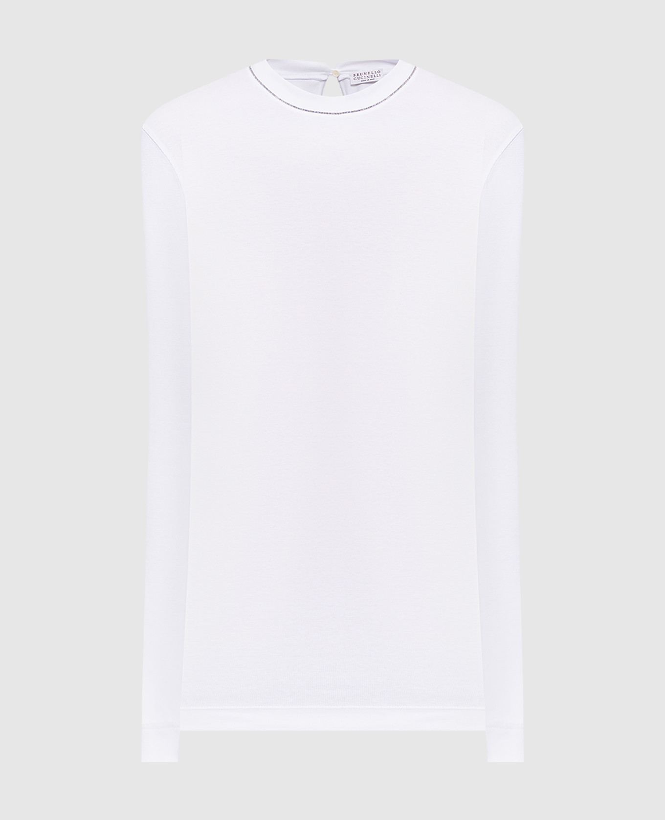 Белый лонгслив с цепочкой мониль