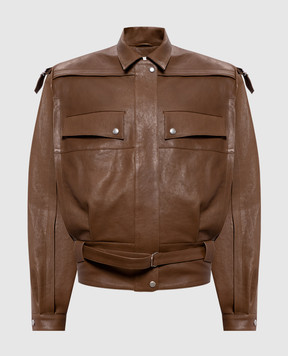Magda Butrym Коричнева шкіряна куртка з поясом LEATHER17JACKET124426