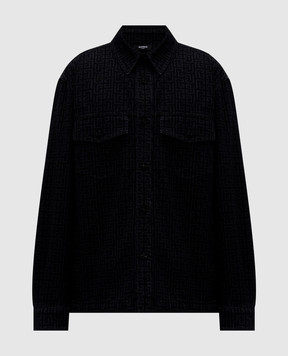 Balmain Чорна джинсова куртка в принт HH1HC160DG40