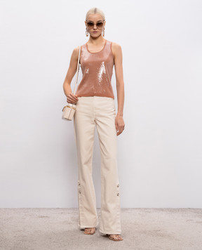 Twinset Коричневий топ з паєтками 261TP3301