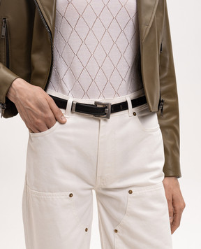 Balmain Черный кожаный ремень Anthem HN1WJ234LSAX