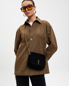 Saint Laurent Черная замшевая сумка кросс-боди Kate 851557C0X0W