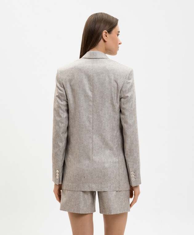 Marco Pescarolo Бежевый двубортный жакет Afrodite из шелка и кашемира AFRODITED5387 изображение 4