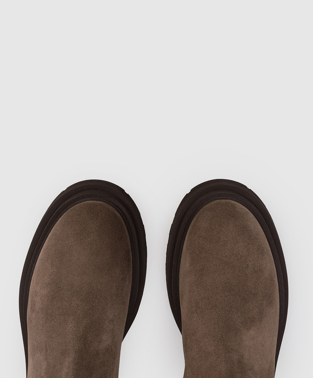 Brunello Cucinelli Коричневые замшевые челси с цепочкой мониль MZSFG3307P изображение 4