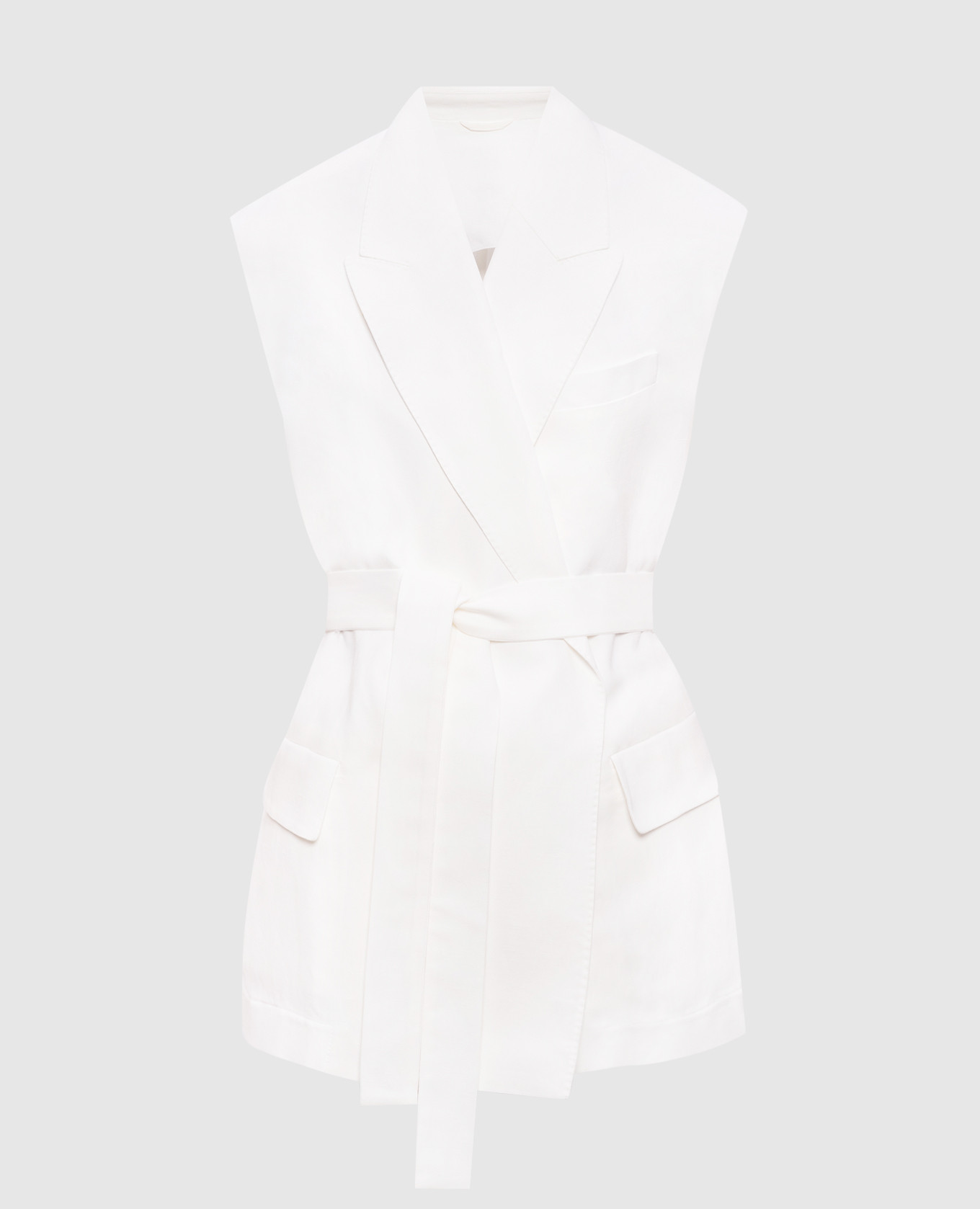 Белый жилет на запах с льном