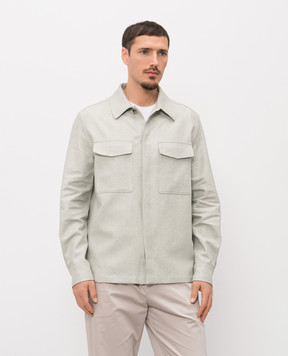 Agnona Зелена куртка в стилі сорочки з льону TS09U1YU3047