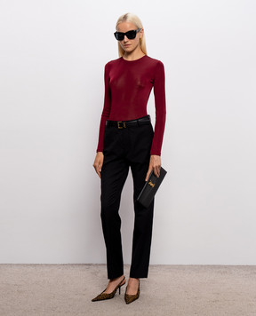 Saint Laurent Бордовое боди с подвеской Cassandre 876794Y38DS