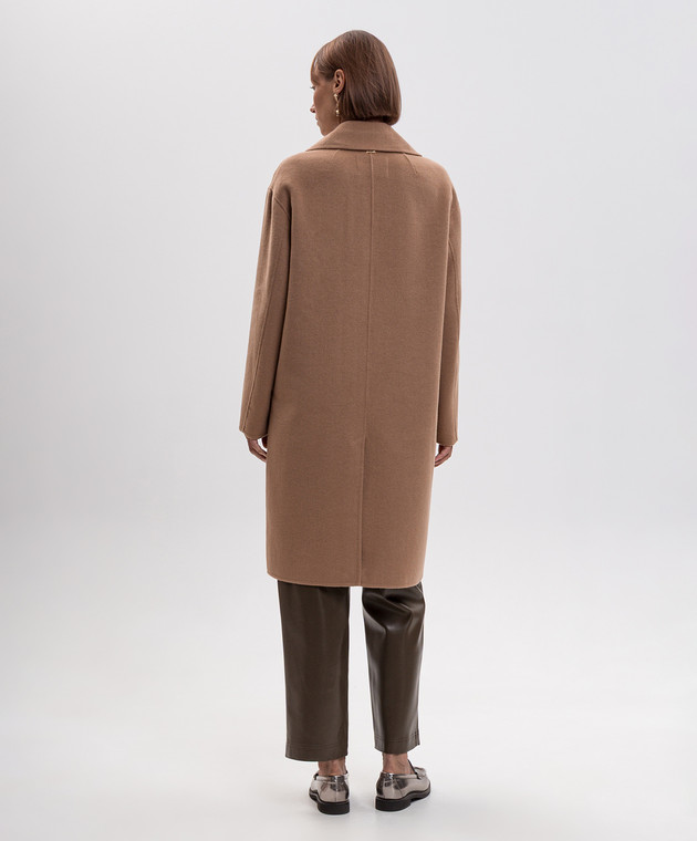 Twinset Коричневое двубортное пальто с шерстью 262TP2011 изображение 4