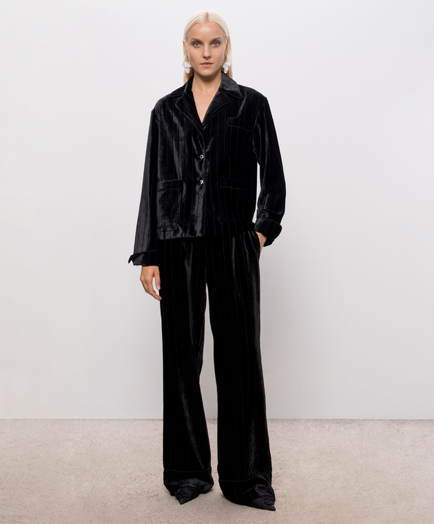 Ermanno Scervino Черные бархатные брюки с шелком D492P301XTC изображение 2