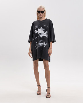 Off-White Черное платье-футболка Dreaming Narciso 2FU00594T