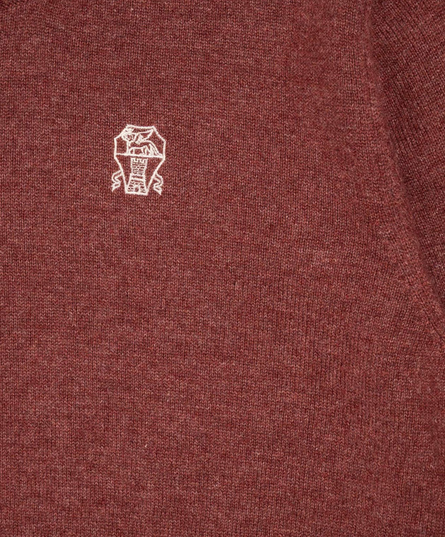 Brunello Cucinelli Детский бордовый джемпер из кашемира B22M10010B изображение 3