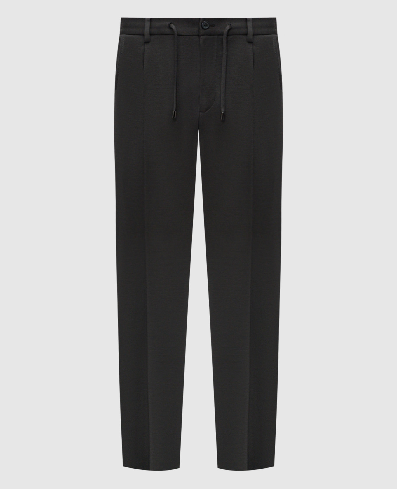 

Зеленые брюки из шерсти с логотипом, Зеленый, Зауженные брюки