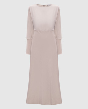 Peserico Бежева сукня міді з ланцюжком моніль S020136644A