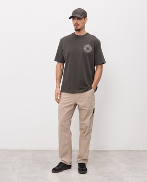 Stone Island Бежевые брюки с патчем L1S153100008S0298