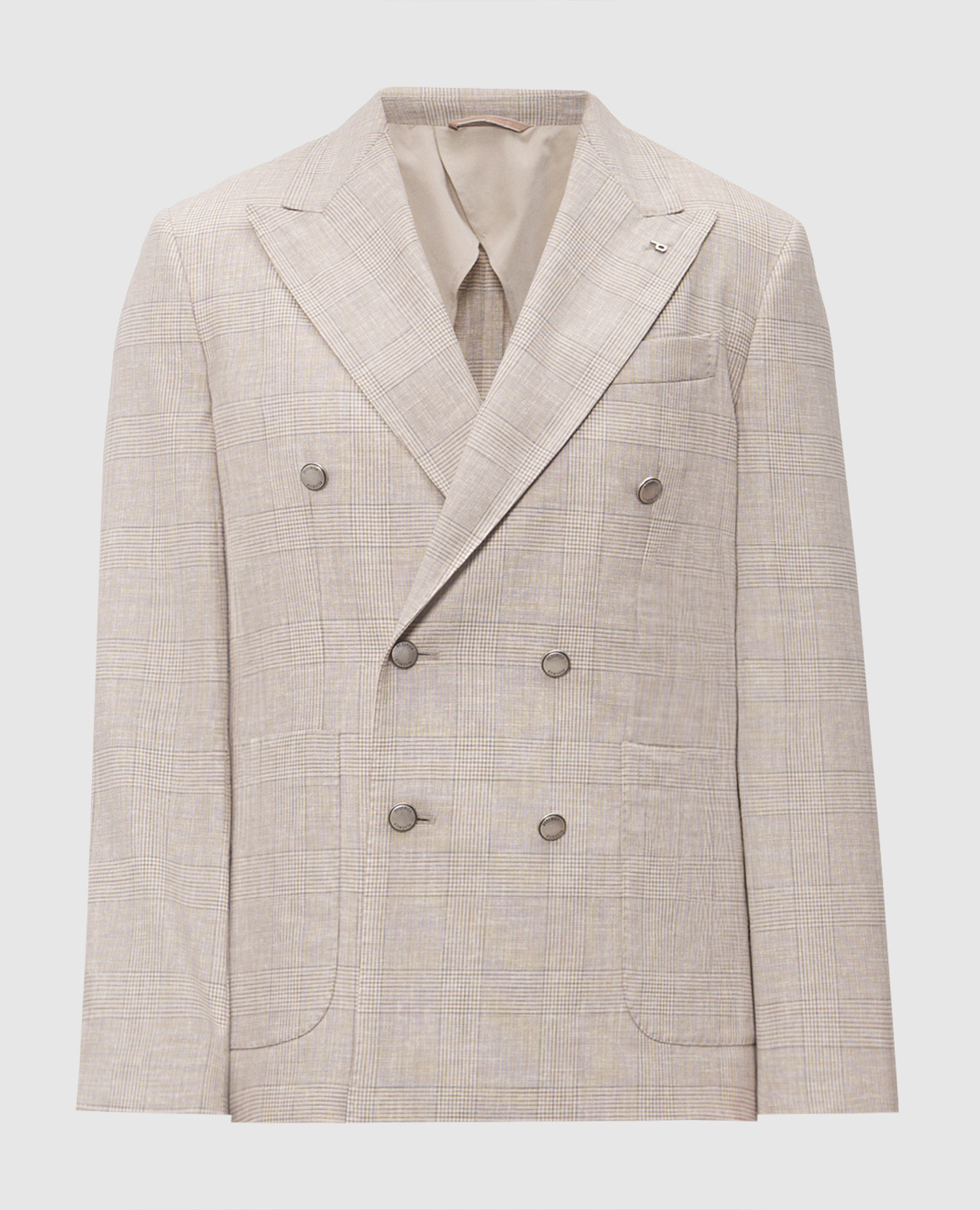 Бежевий піджак з вовни у віндзорську клітинку