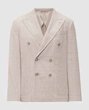 Peserico Бежевый пиджак из шерсти в виндзорскую клеточку R5102902721