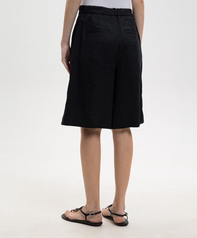 Max Mara Черные бермуды CARAVAN из льна MSTCARAVAN изображение 4