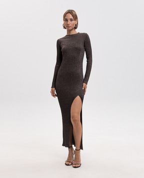 Missoni Коричневое платье миди в рубчик DS26WG0YBK01JE