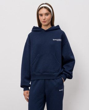 Sporty & Rich Синє худі з принтом логотипа ST095710087BL106w