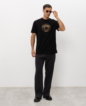 Versace Чорна футболка з вишивкою Medusa 10264521A18773