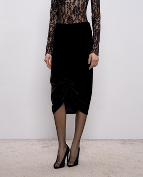 Valentino Чорна оксамитова спідниця з шовком 8B0RAEZ5A64