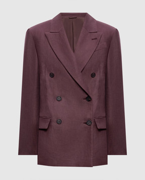 Brunello Cucinelli Бордовий двобортний жакет льону MH5277092