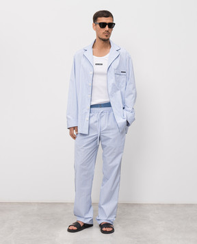 Dolce&Gabbana Блакитна сорочка в піжамному стилі в смужку G5OI9TFR510