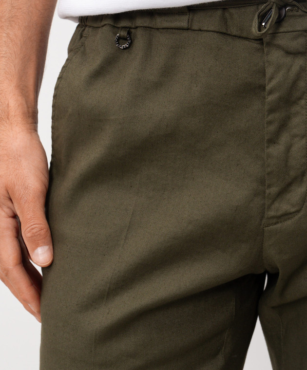 Stefano Ricci Брюки с леном цвета хаки M1T610005BLCTL1U изображение 5