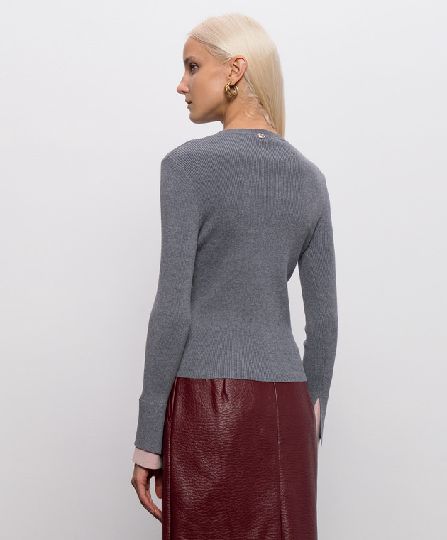 Twinset Серый джемпер с эффектом наложения слоев 262AP3251 изображение 4