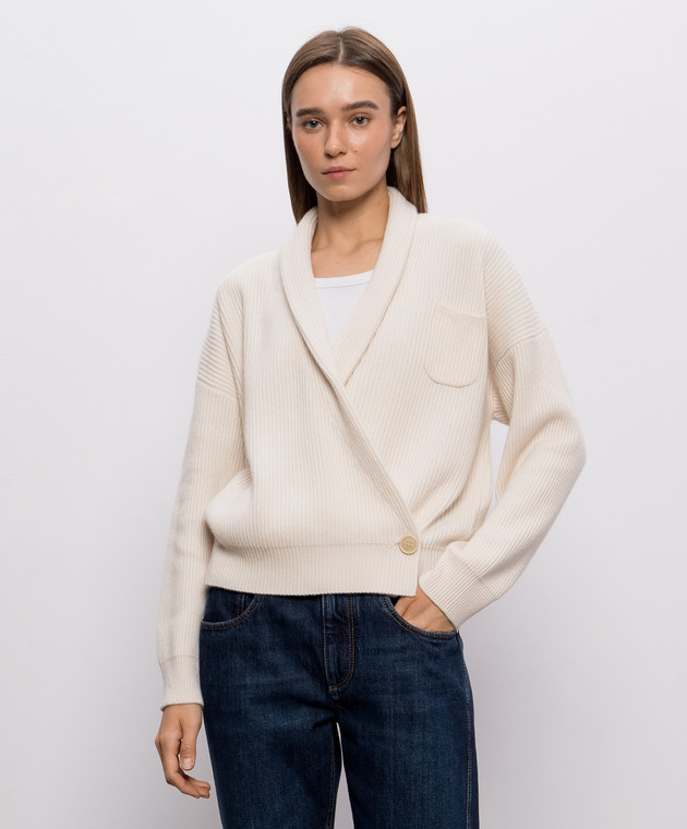 Brunello Cucinelli Кардиган цвета айвори из кашемира M12724306P изображение 3