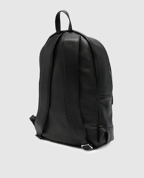 Santoni Чорний шкіряний рюкзак з логотипом UIBBA3131TRAPMN