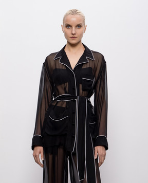 Dolce&Gabbana Чорна блуза із шовку F5U33TFU1AT