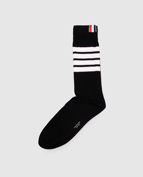 Thom Browne Черные носки с брендовыми полосками MAS023B01690