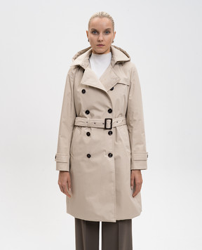 MooRER Бежевий пуховий двобортний плащ ROLITA з шовком ROLITAJSE1