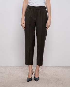 Peserico Коричневые брюки из шерсти с цепочкой мониль A0407202584