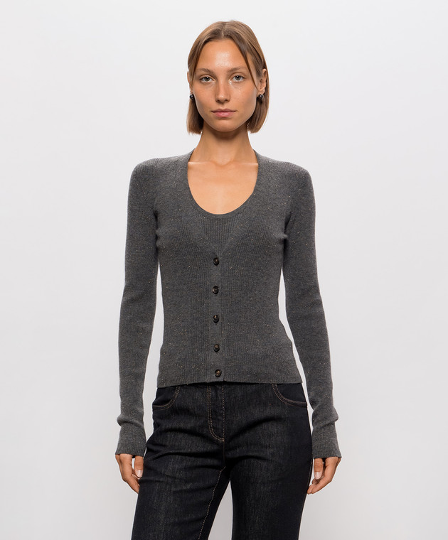 Brunello Cucinelli Сірий кардиган з кашеміром M9A822206 зображення 3